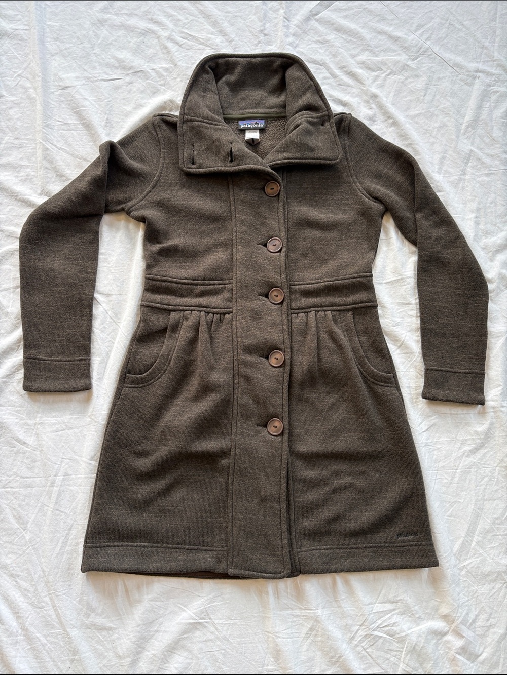Patagonia Better Sweater Taupe Button-Front Fleece Trench Peacoat Womens Small
